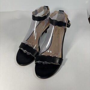 Talbots Pila kitten-heel sandals Black With White Scallop Trim Size 9